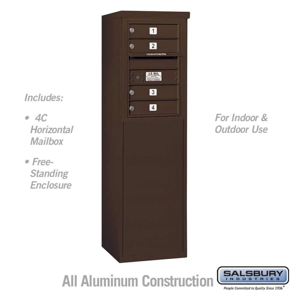 Salsbury Industries Free-Standing 4C Horizontal Mailbox with USPS Access — 6 Door High [4 Doors] 3906S-04ZFU 820996601506 YourLockerStore