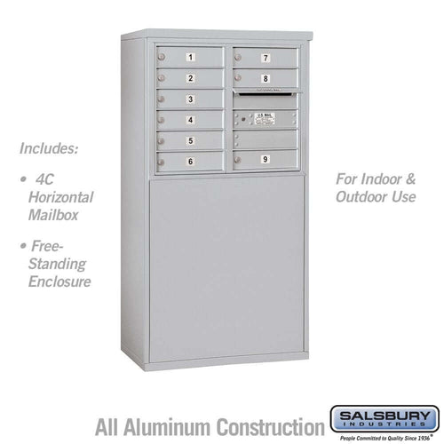 Salsbury Industries Free-Standing 4C Horizontal Mailbox with USPS Access — 6 Door High [9 Doors] 3906D-09AFU 820996602756 YourLockerStore