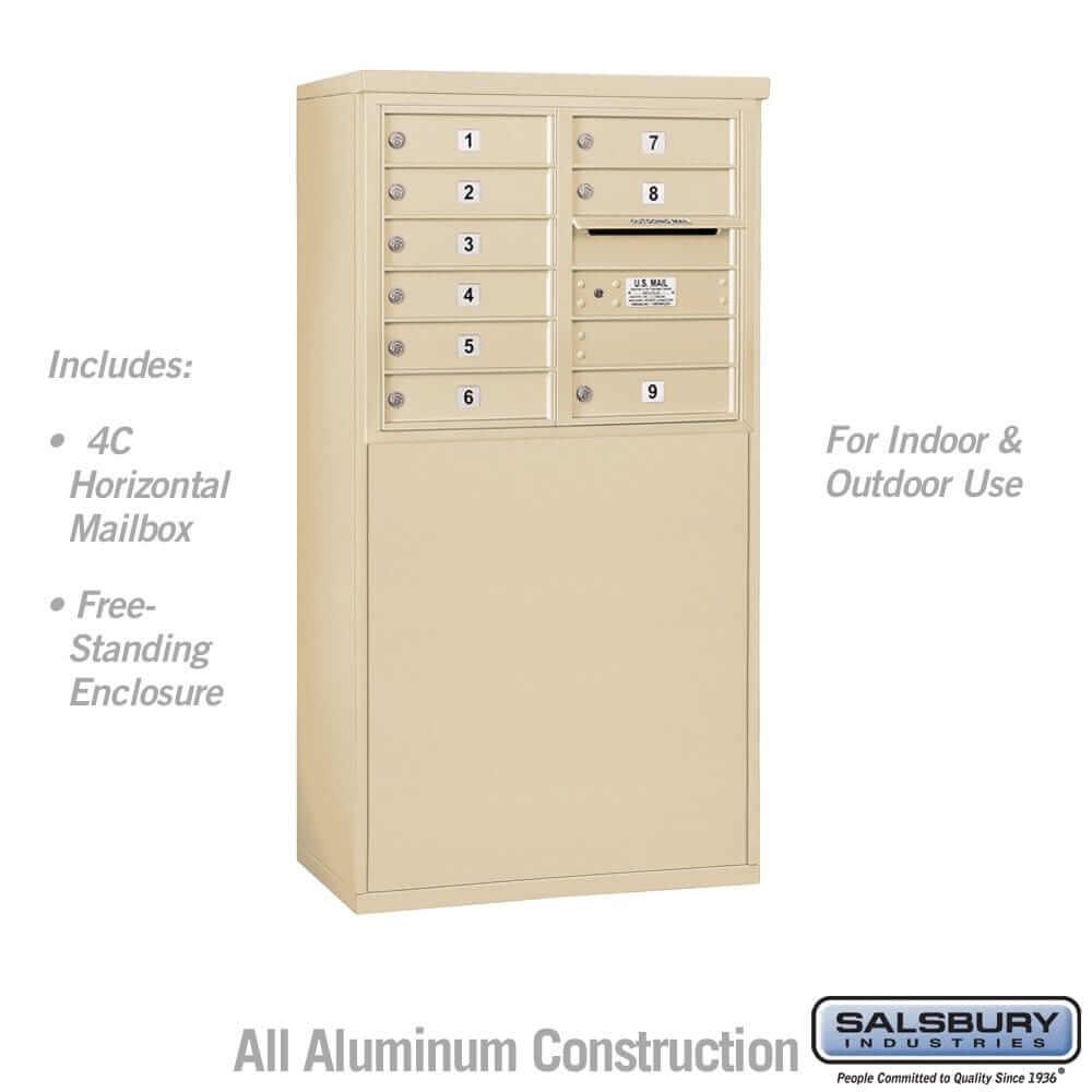 Salsbury Industries Free-Standing 4C Horizontal Mailbox with USPS Access — 6 Door High [9 Doors] 3906D-09SFU 820996602787 YourLockerStore