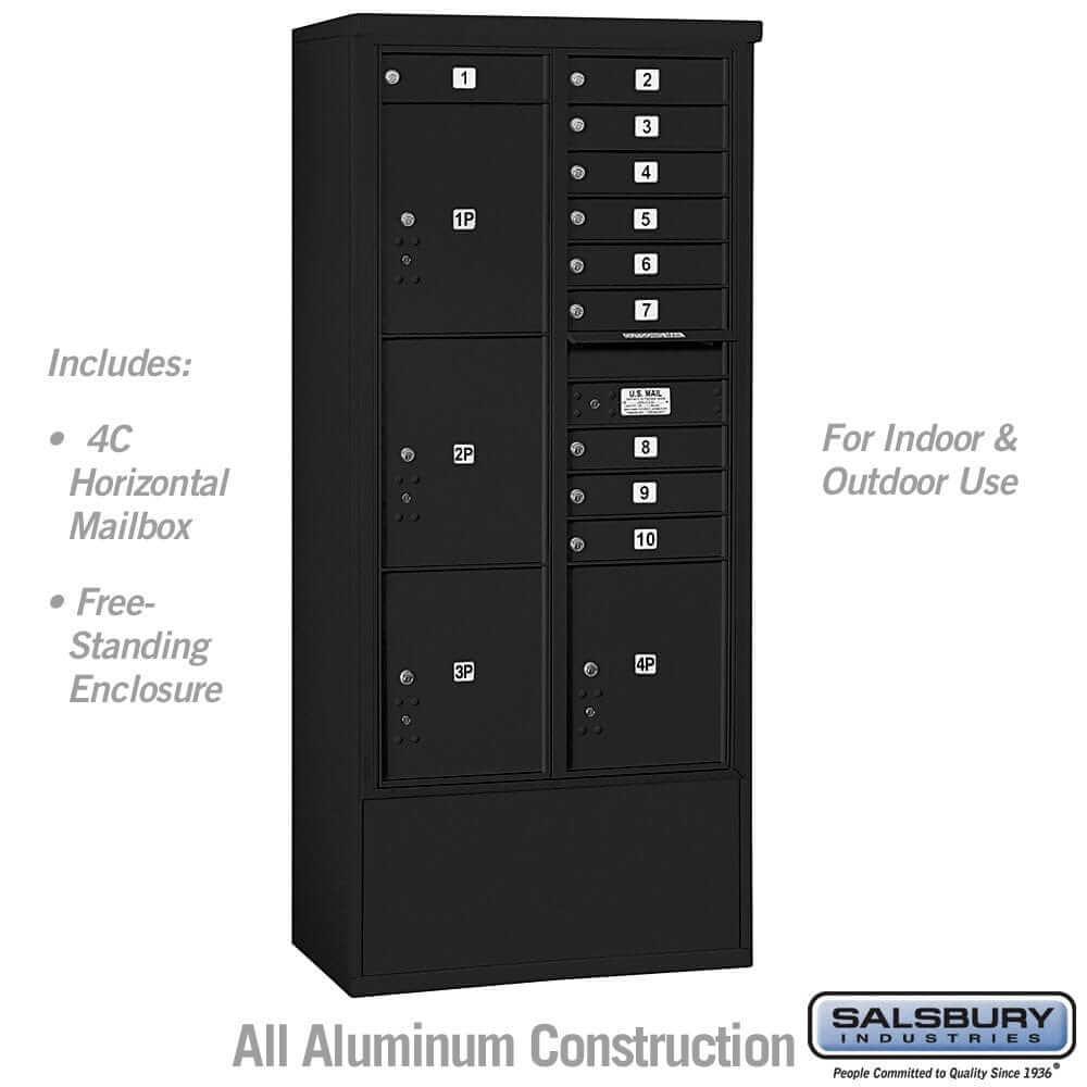 Salsbury Industries Free-Standing 4C Horizontal Mailbox with USPS Access — Maximum Height [10 Doors + 4 Parcel Lockers] 3916D-10BFU 820996627001 YourLockerStore