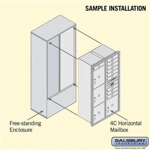 Salsbury Industries Free-Standing 4C Horizontal Mailbox with USPS Access — Maximum Height [10 Doors + 4 Parcel Lockers] YourLockerStore
