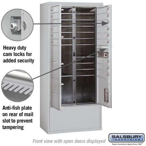Salsbury Industries Free-Standing 4C Horizontal Mailbox with USPS Access — Maximum Height [15 Doors + 3 Parcel Lockers] YourLockerStore