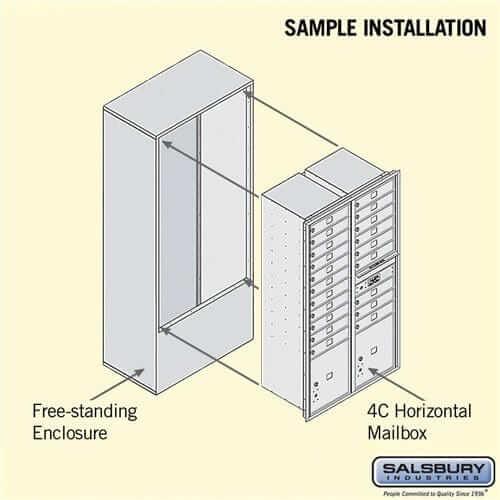 Salsbury Industries Free-Standing 4C Horizontal Mailbox with USPS Access — Maximum Height [20 Doors + 2 Parcel Lockers] YourLockerStore