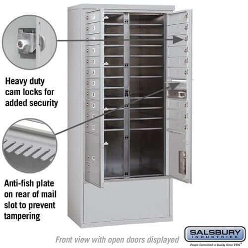 Salsbury Industries Free-Standing 4C Horizontal Mailbox with USPS Access — Maximum Height [20 Doors + 2 Parcel Lockers] YourLockerStore