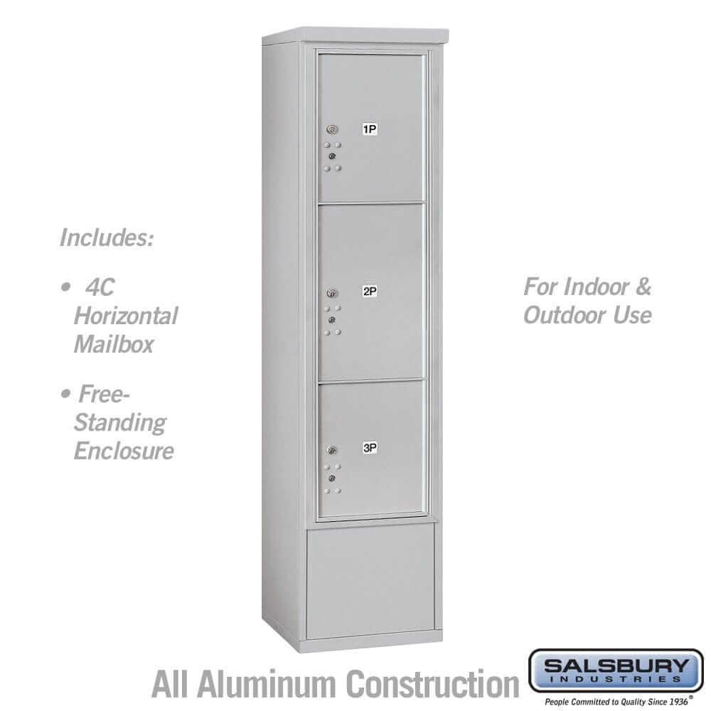 Salsbury Industries Free-Standing 4C Horizontal Mailbox with USPS Access — Maximum Height [3 Parcel Lockers] 3916S-3PAFU 820996599759 YourLockerStore