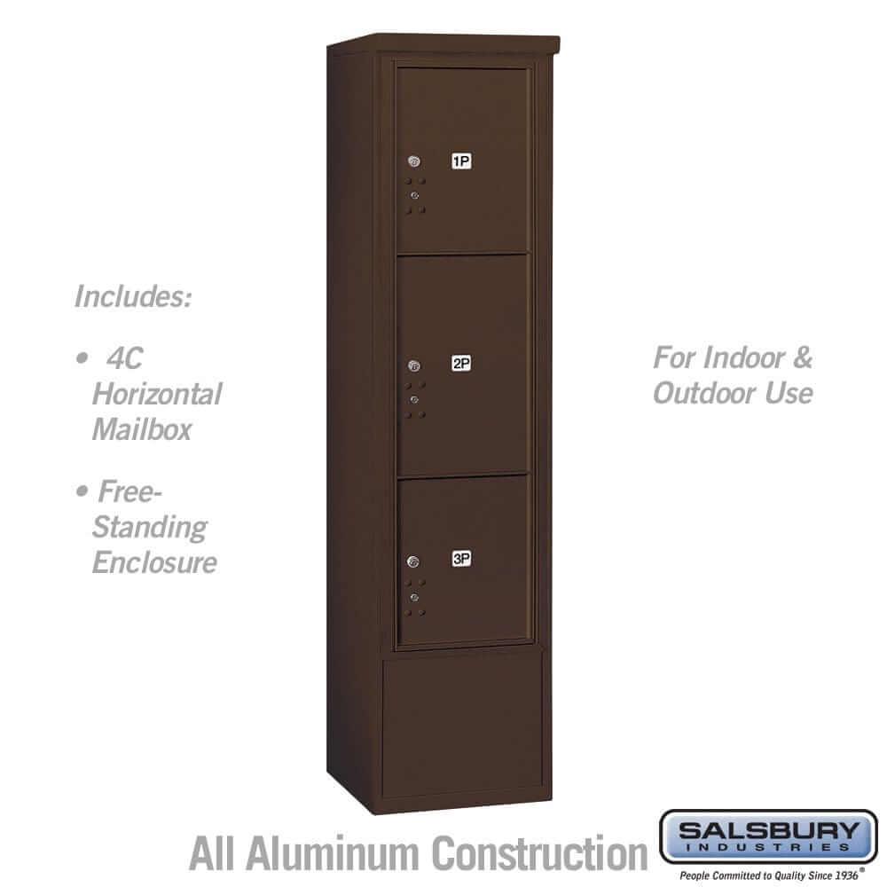 Salsbury Industries Free-Standing 4C Horizontal Mailbox with USPS Access — Maximum Height [3 Parcel Lockers] 3916S-3PZFU 820996599766 YourLockerStore