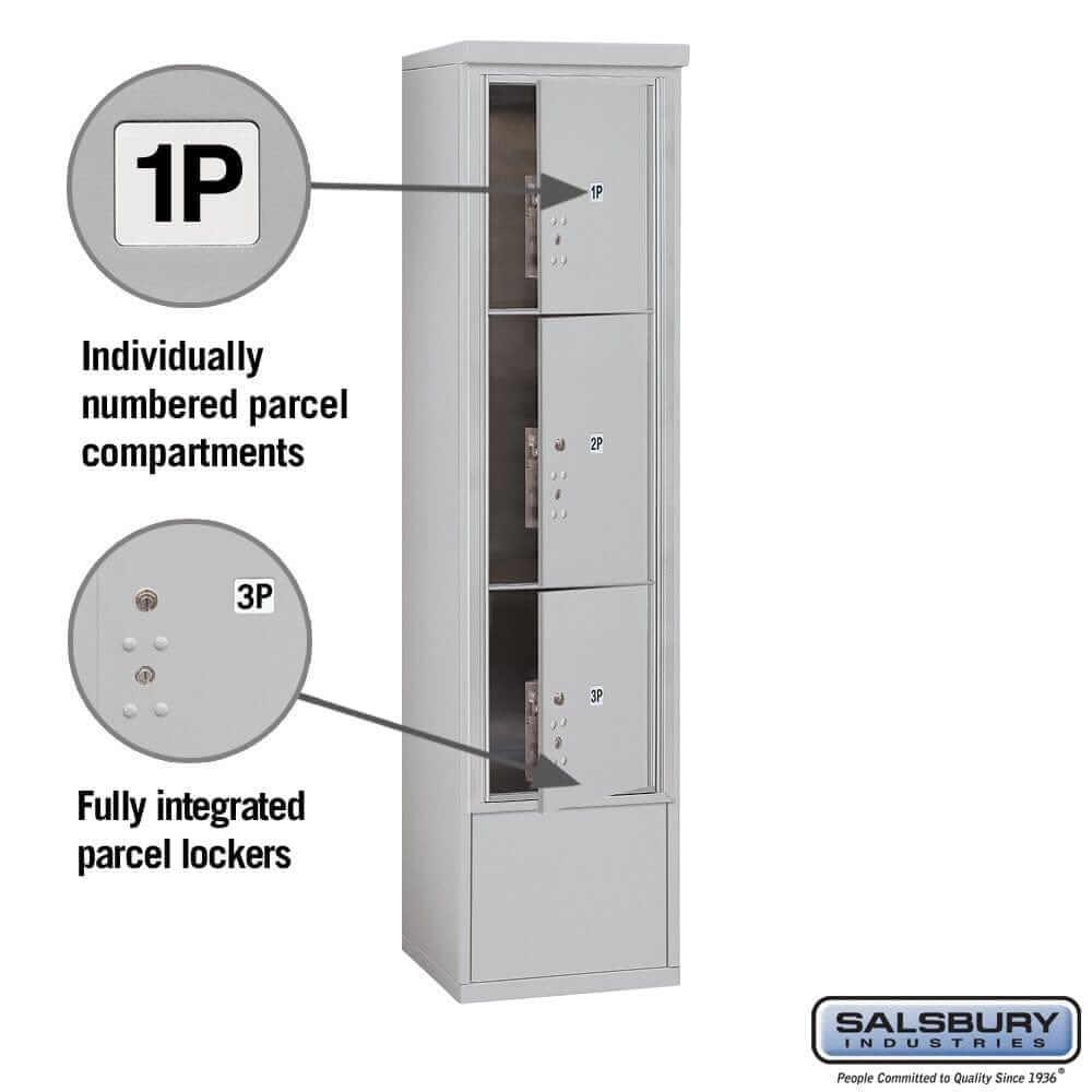 Salsbury Industries Free-Standing 4C Horizontal Mailbox with USPS Access — Maximum Height [3 Parcel Lockers] YourLockerStore
