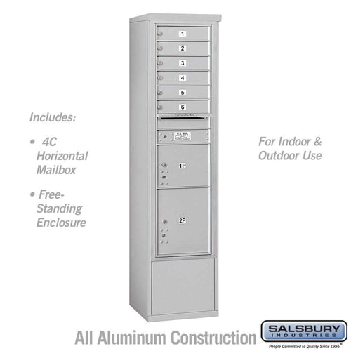 Salsbury Industries Free-Standing 4C Horizontal Mailbox with USPS Access — Maximum Height [6 Doors + 2 Parcel Lockers] 3916S-06AFU 820996627117 YourLockerStore