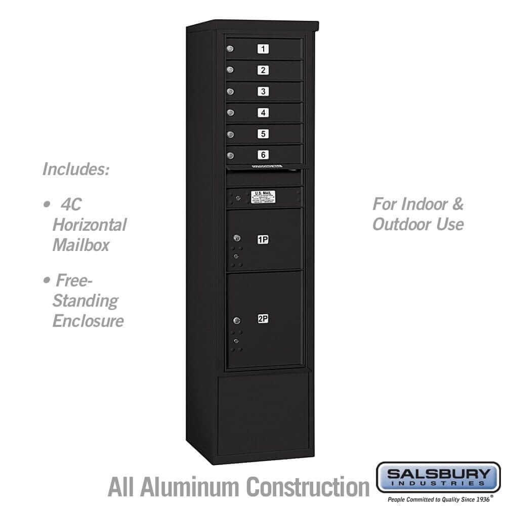 Salsbury Industries Free-Standing 4C Horizontal Mailbox with USPS Access — Maximum Height [6 Doors + 2 Parcel Lockers] 3916S-06BFU 820996627124 YourLockerStore
