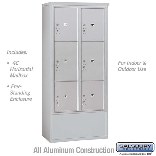 Salsbury Industries Free-Standing 4C Horizontal Mailbox with USPS Access — Maximum Height [6 Parcel Lockers] 3916D-6PBFU 820996628572 YourLockerStore