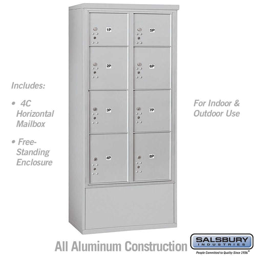 Salsbury Industries Free-Standing 4C Horizontal Mailbox with USPS Access — Maximum Height [8 Parcel Lockers] 3916D-8PAFU 820996599919 YourLockerStore