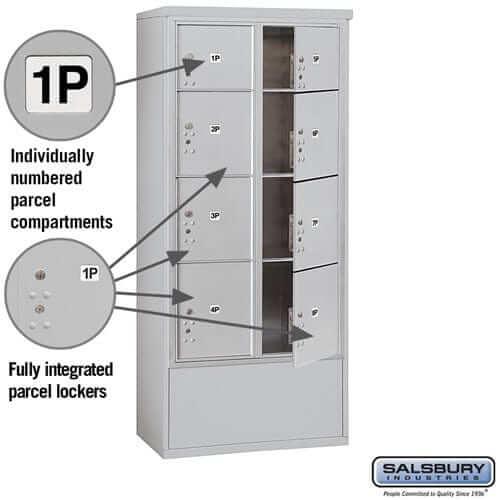 Salsbury Industries Free-Standing 4C Horizontal Mailbox with USPS Access — Maximum Height [8 Parcel Lockers] YourLockerStore