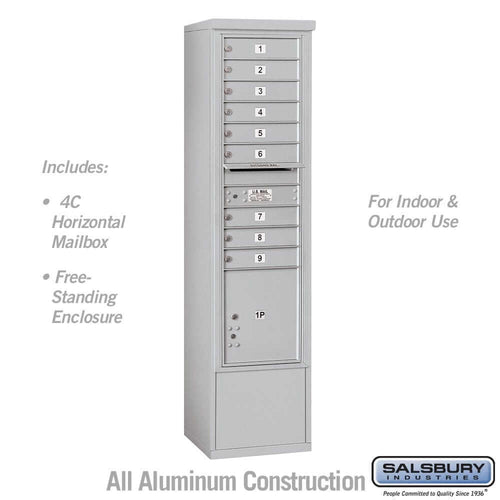 Salsbury Industries Free-Standing 4C Horizontal Mailbox with USPS Access — Maximum Height [9 Doors + 1 Parcel Lockers] 3916S-09AFU 820996599797 YourLockerStore