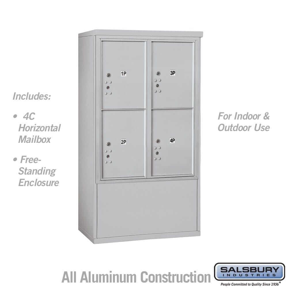 Salsbury Industries Free-Standing 4C Horizontal Parcel Locker with USPS Access — 10 Door High [4 Parcel Lockers] 3910D-4PAFU 820996604774 YourLockerStore