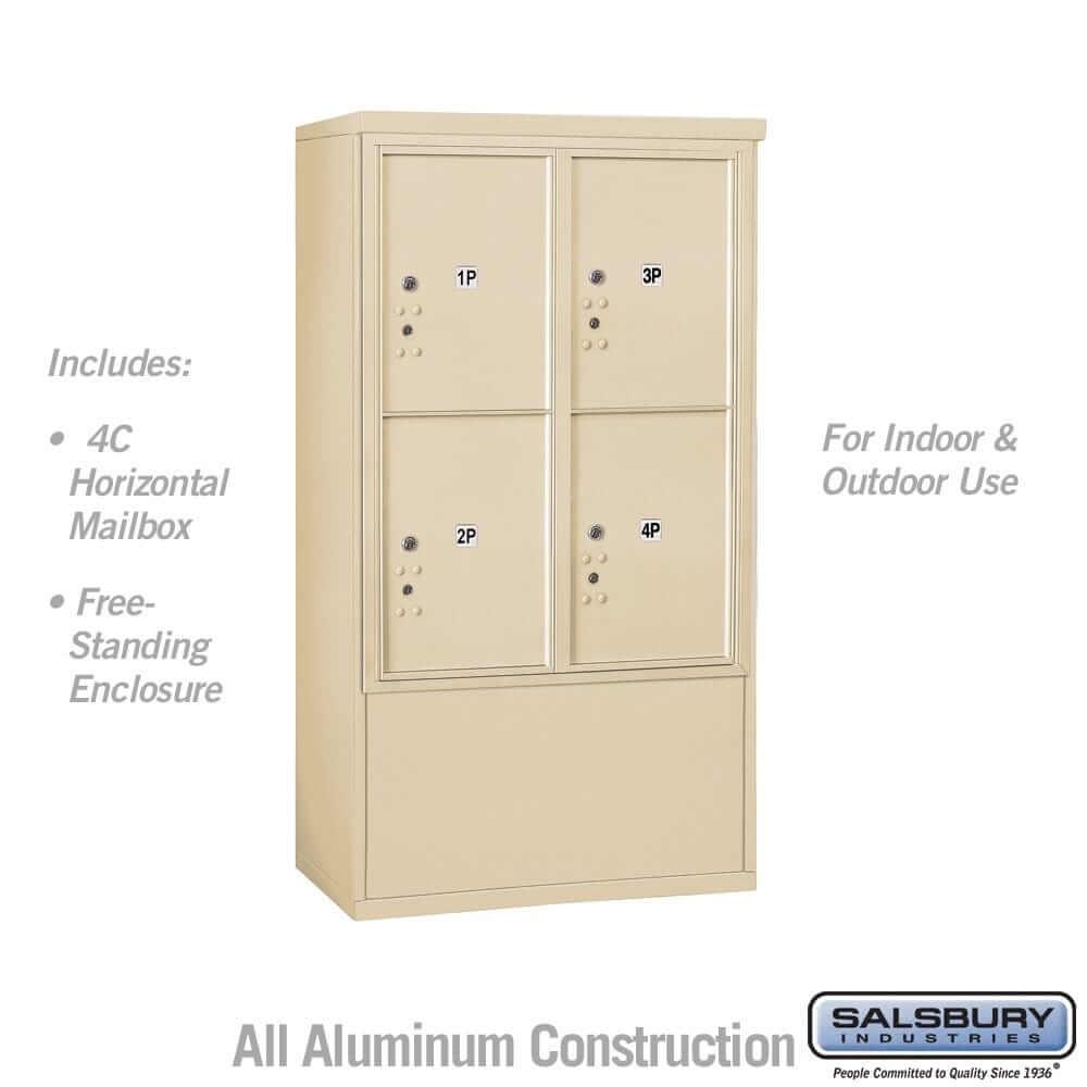 Salsbury Industries Free-Standing 4C Horizontal Parcel Locker with USPS Access — 10 Door High [4 Parcel Lockers] 3910D-4PSFU 820996604804 YourLockerStore