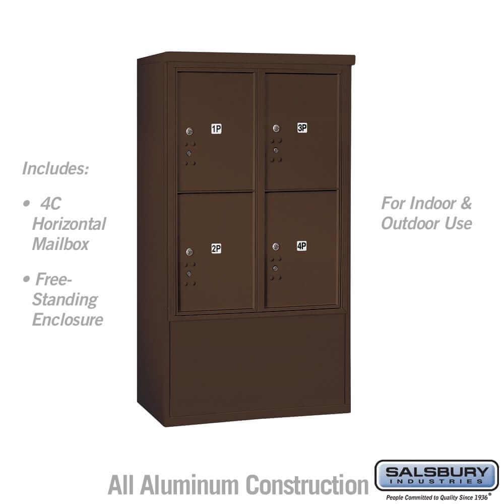 Salsbury Industries Free-Standing 4C Horizontal Parcel Locker with USPS Access — 10 Door High [4 Parcel Lockers] 3910D-4PZFU 820996604781 YourLockerStore