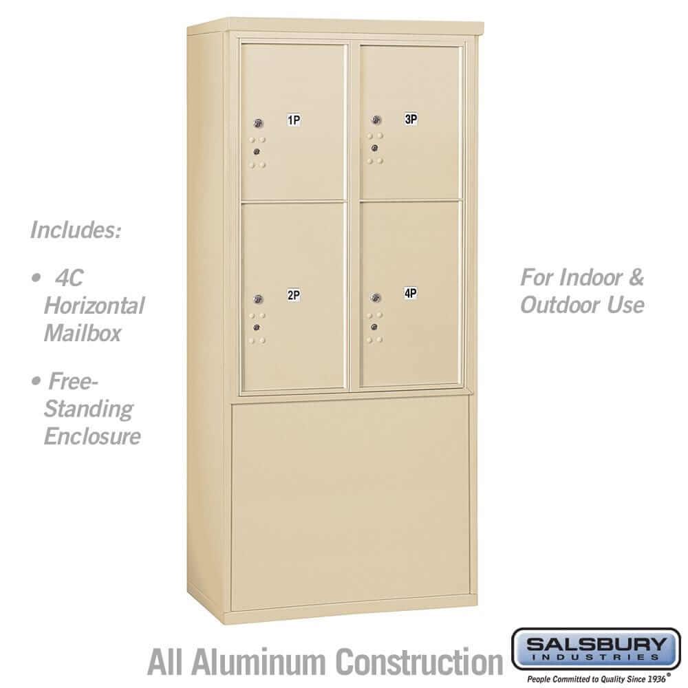 Salsbury Industries Free-Standing 4C Horizontal Parcel Locker with USPS Access — 11 Door High [4 Parcel Lockers] 3911D-4PSFU 820996607706 YourLockerStore