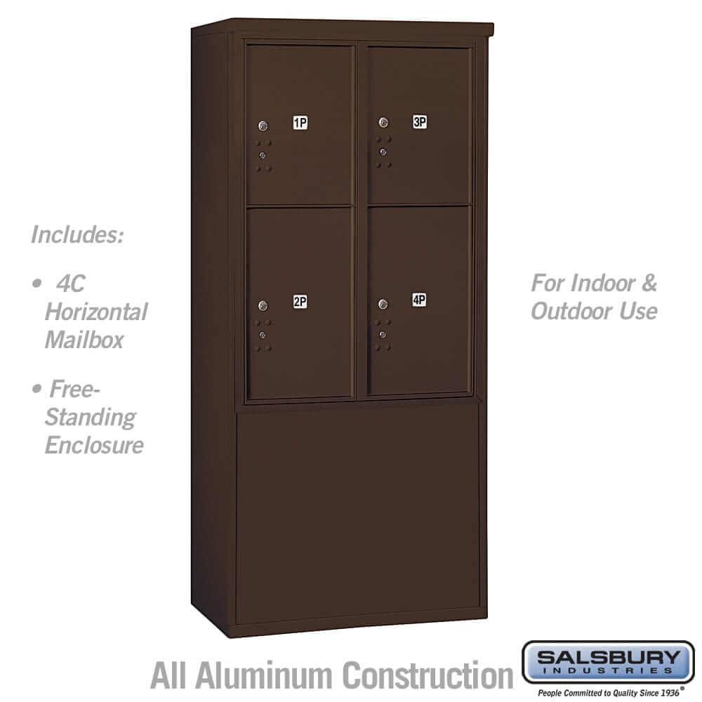 Salsbury Industries Free-Standing 4C Horizontal Parcel Locker with USPS Access — 11 Door High [4 Parcel Lockers] 3911D-4PZFU 820996607683 YourLockerStore