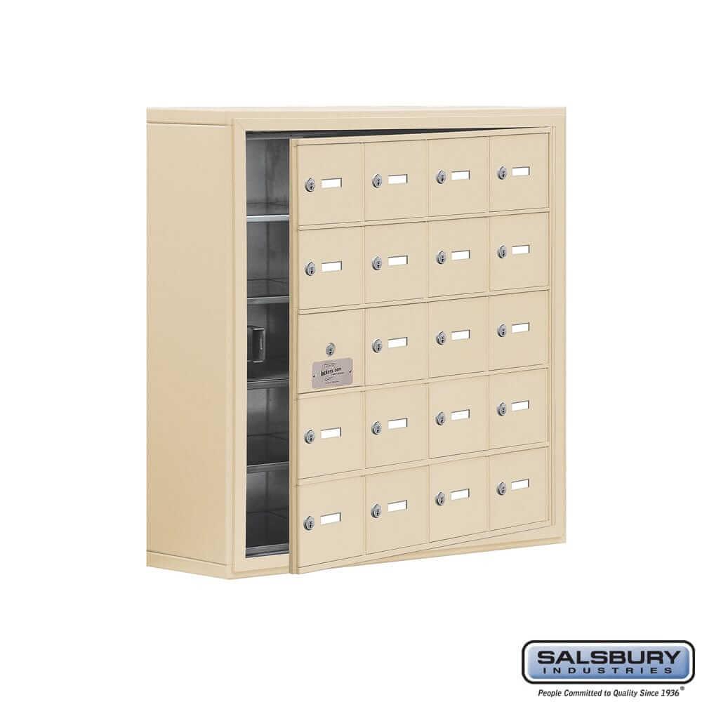 Metal Cell Phone Lockers: Heavy Duty Aluminum Locker - 5 Tier, 4 Wide [20 A Doors] - Sandstone - Salsbury Industries