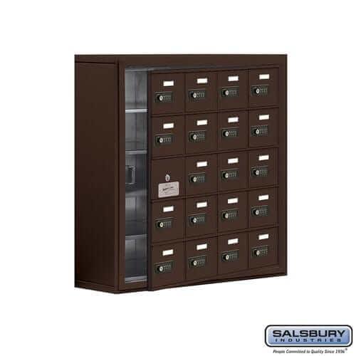 Metal Cell Phone Lockers: Heavy Duty Aluminum Locker - 5 Tier, 4 Wide [20 A Doors] - Bronze - Salsbury Industries