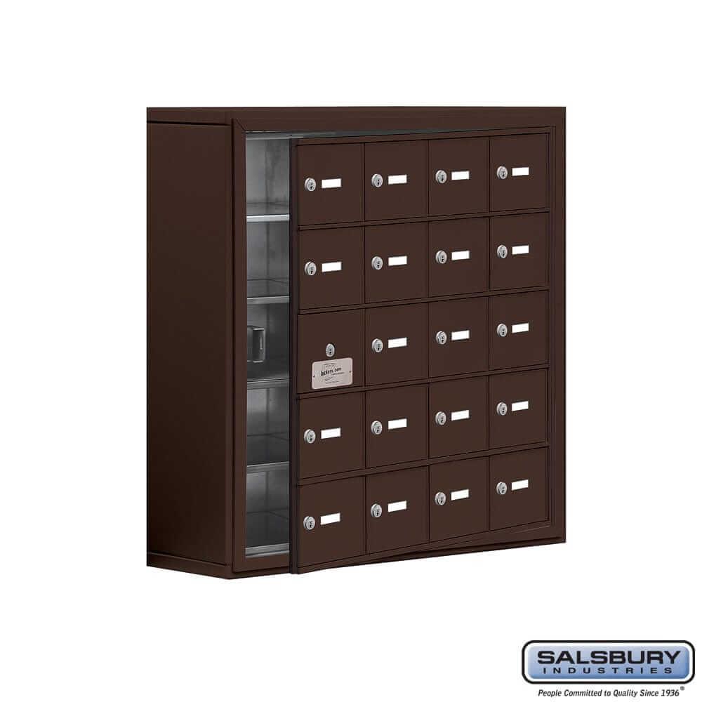 Metal Cell Phone Lockers: Heavy Duty Aluminum Locker - 5 Tier, 4 Wide [20 A Doors] - Bronze - Salsbury Industries