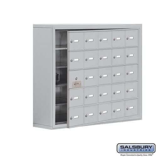 Metal Cell Phone Lockers: Heavy Duty Aluminum Locker - 5 Tier, 5 Wide [25 A Doors] - Aluminum - Salsbury Industries