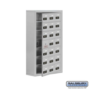 Metal Cell Phone Lockers: Heavy Duty Aluminum Locker - 7 Tier, 3 Wide [12 A Doors] - Aluminum - Salsbury Industries