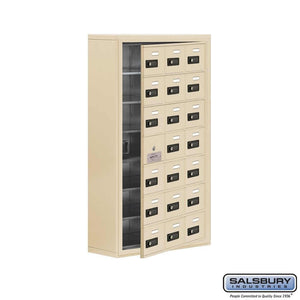 Metal Cell Phone Lockers: Heavy Duty Aluminum Locker - 7 Tier, 3 Wide [12 A Doors] - Sandstone - Salsbury Industries