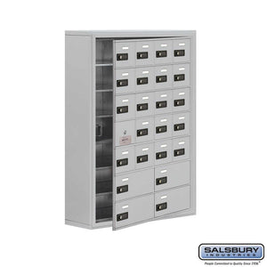 Metal Cell Phone Lockers: Heavy Duty Aluminum Locker - 7 Tier, 4 Wide [20 A + 4 B Doors] - Aluminum - Salsbury Industries