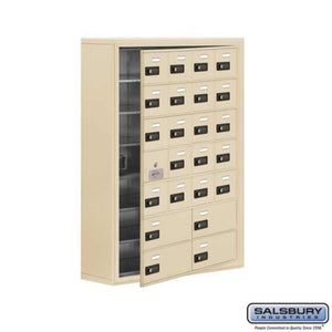 Metal Cell Phone Lockers: Heavy Duty Aluminum Locker - 7 Tier, 4 Wide [20 A + 4 B Doors] - Sandstone - Salsbury Industries