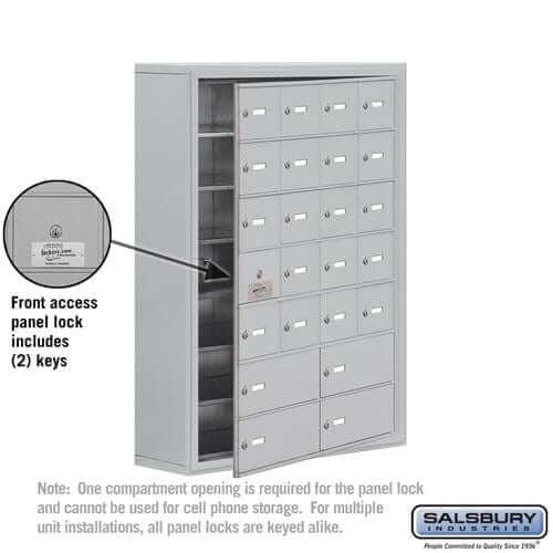 Salsbury Industries Heavy Duty Aluminum Locker — 7 Tier, 4 Wide [20 A + 4 B Doors] YourLockerStore