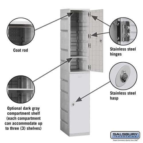 Salsbury Industries High Grade ABS Plastic Locker — 2 Tier, 1 Wide YourLockerStore