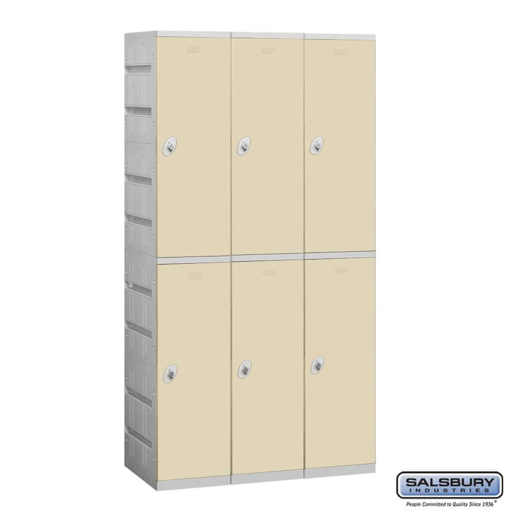 Plastic Lockers: High Grade ABS Plastic Locker - 2 Tier, 3 Wide - Tan - Salsbury Industries