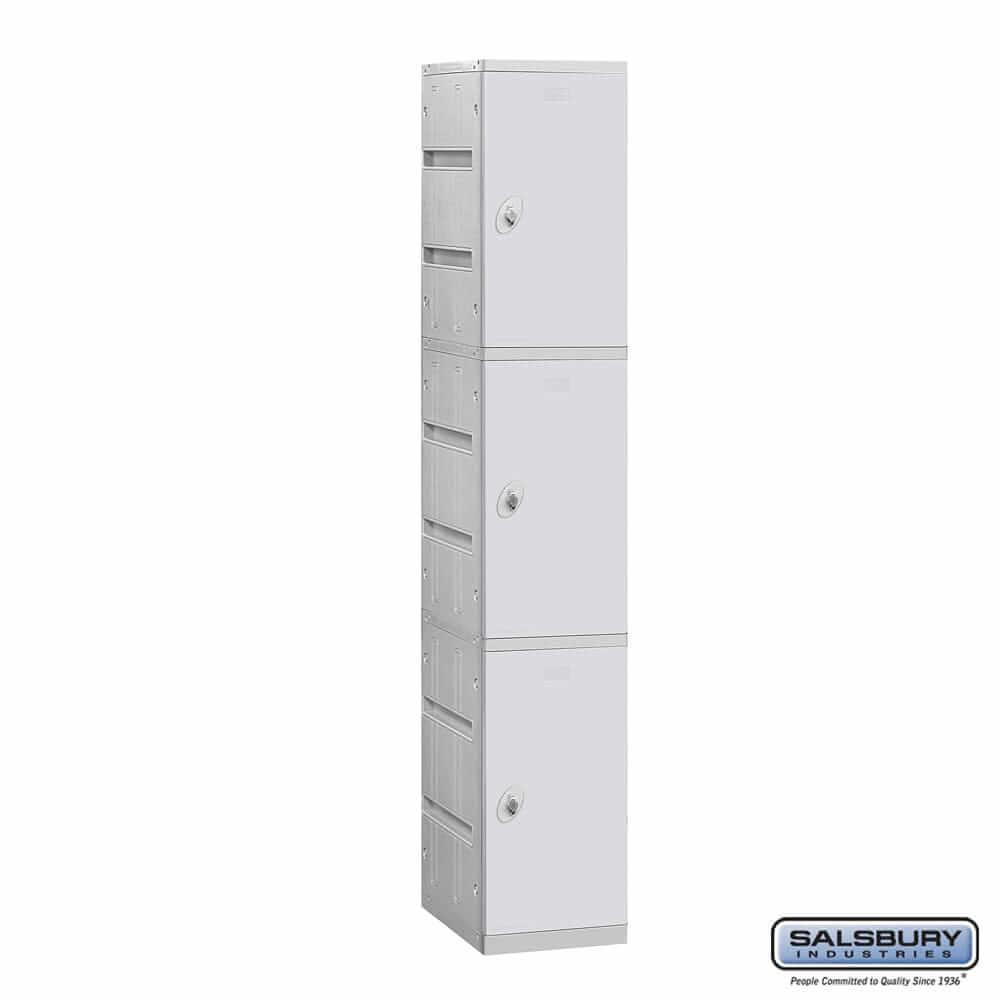 Plastic Lockers: High Grade ABS Plastic Locker - 3 Tier, 1 Wide - Gray - Salsbury Industries