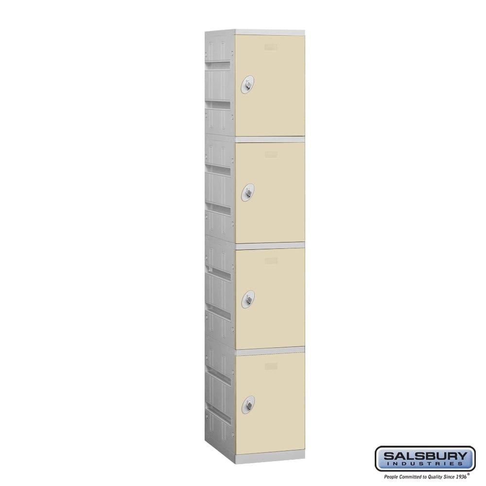 Plastic Lockers: High Grade ABS Plastic Locker - 4 Tier, 1 Wide - Tan - Salsbury Industries