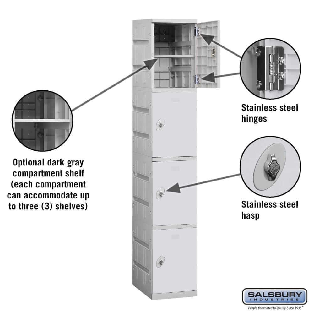 Salsbury Industries High Grade ABS Plastic Locker — 4 Tier, 1 Wide YourLockerStore