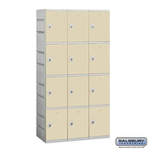 Plastic Lockers: High Grade ABS Plastic Locker - 4 Tier, 3 Wide - Tan - Salsbury Industries