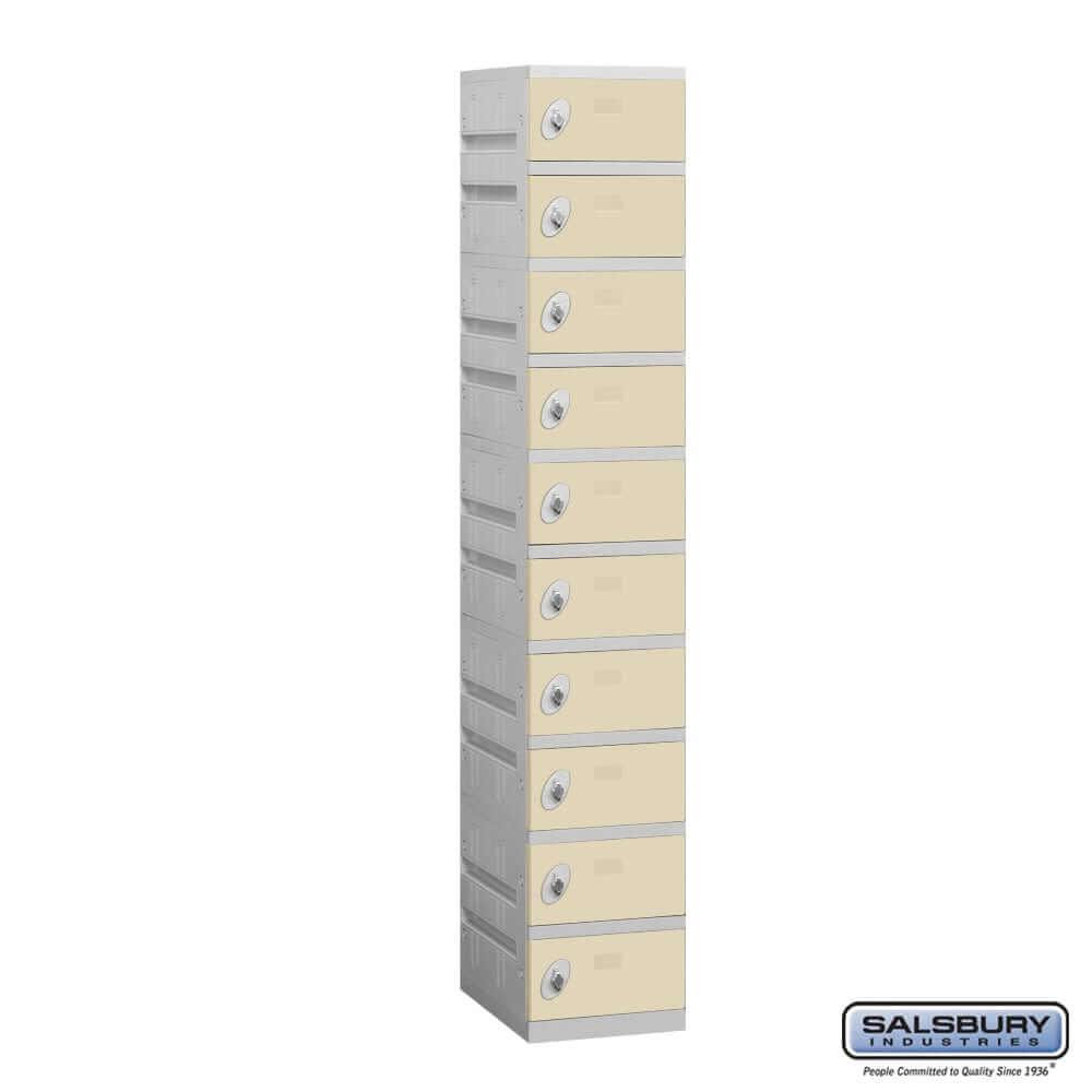 Plastic Lockers: High Grade ABS Plastic Locker - Box Style - 10 Tier, 1 Wide - Tan - Salsbury Industries