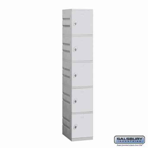 Plastic Lockers: High Grade ABS Plastic Locker - Box Style - 5 Tier, 1 Wide - Gray - Salsbury Industries