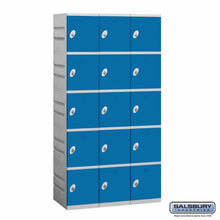 Load image into Gallery viewer, Plastic Lockers: High Grade ABS Plastic Locker - Box Style - 5 Tier, 3 Wide - Blue - Salsbury Industries