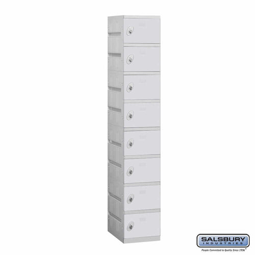 Plastic Lockers: High Grade ABS Plastic Locker - Box Style - 8 Tier, 1 Wide - Gray - Salsbury Industries
