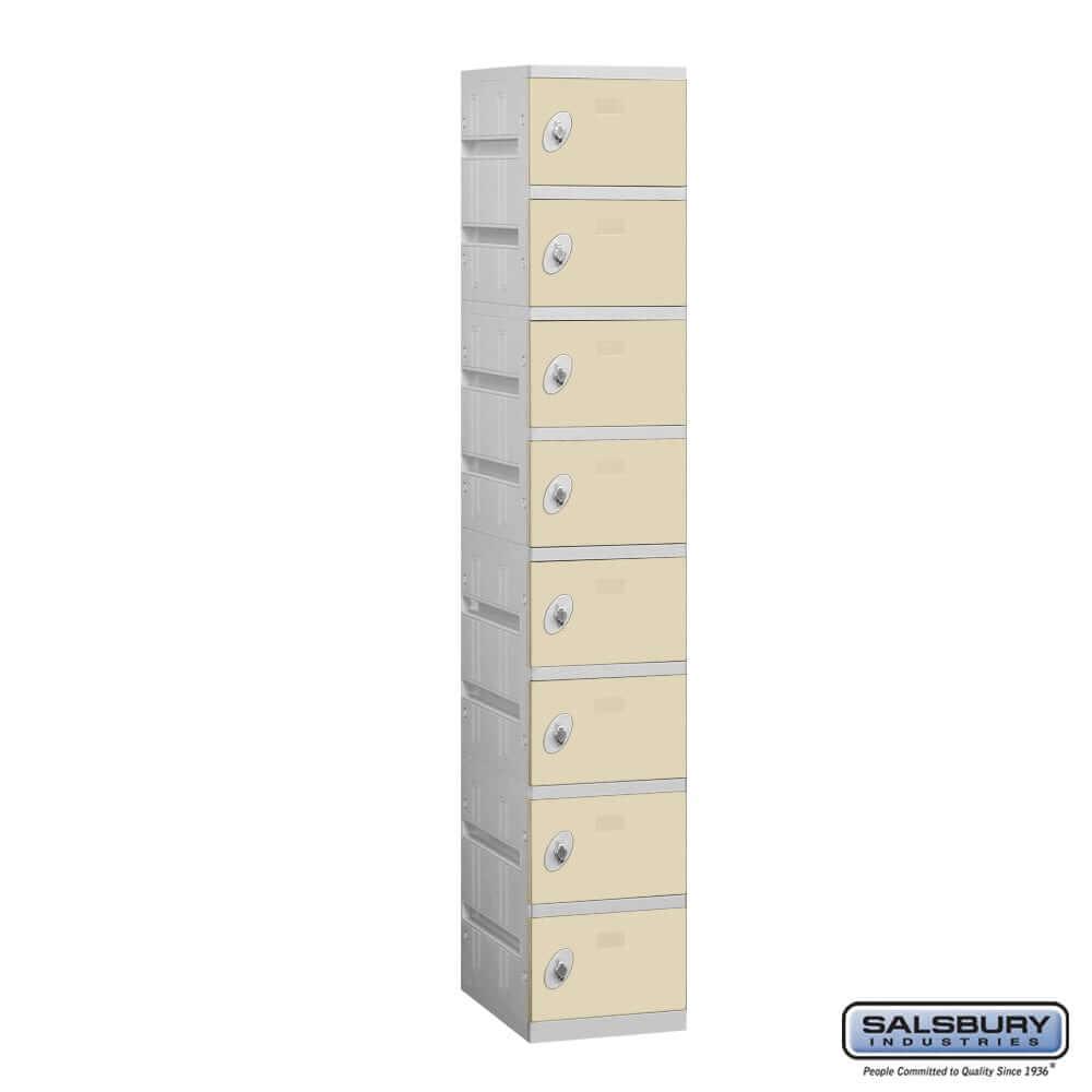 Plastic Lockers: High Grade ABS Plastic Locker - Box Style - 8 Tier, 1 Wide - Tan - Salsbury Industries