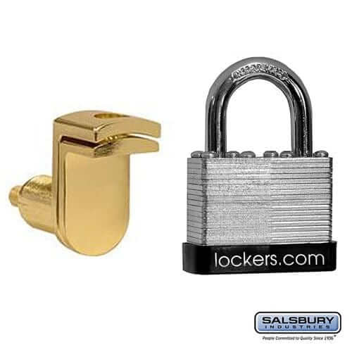 Salsbury Industries Key Padlock with Gold Finish Hasp — Solid Oak Executive Wood Lockers [with 2 keys] 11125 820996480385 YourLockerStore