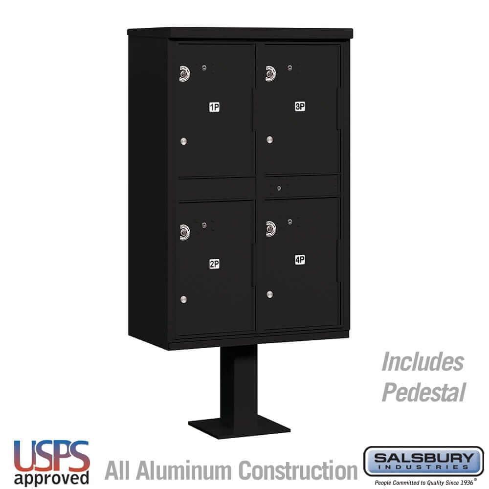 Salsbury Industries Outdoor Parcel Locker with USPS Access — Type II — 4 Compartments 3304BLK-U 820996620293 YourLockerStore