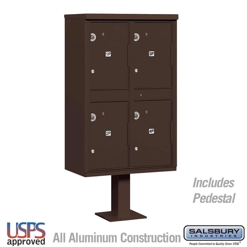 Salsbury Industries Outdoor Parcel Locker with USPS Access — Type II — 4 Compartments 3304BRZ-U 820996620279 YourLockerStore