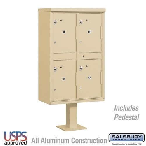 Salsbury Industries Outdoor Parcel Locker with USPS Access — Type II — 4 Compartments 3304SAN-U 820996620262 YourLockerStore