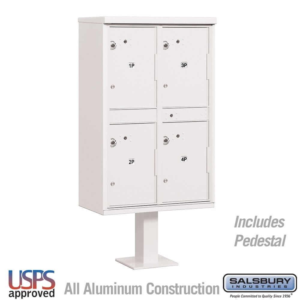 Salsbury Industries Outdoor Parcel Locker with USPS Access — Type II — 4 Compartments 3304WHT-U 820996620309 YourLockerStore