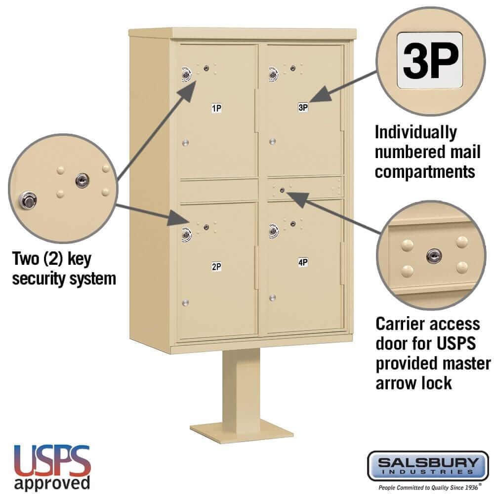 Salsbury Industries Outdoor Parcel Locker with USPS Access — Type II — 4 Compartments YourLockerStore