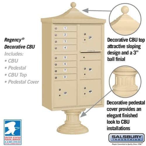 Salsbury Industries Regency Decorative Cluster Box Unit with USPS Access — Type VI — 8 Doors and 4 Parcel Lockers YourLockerStore