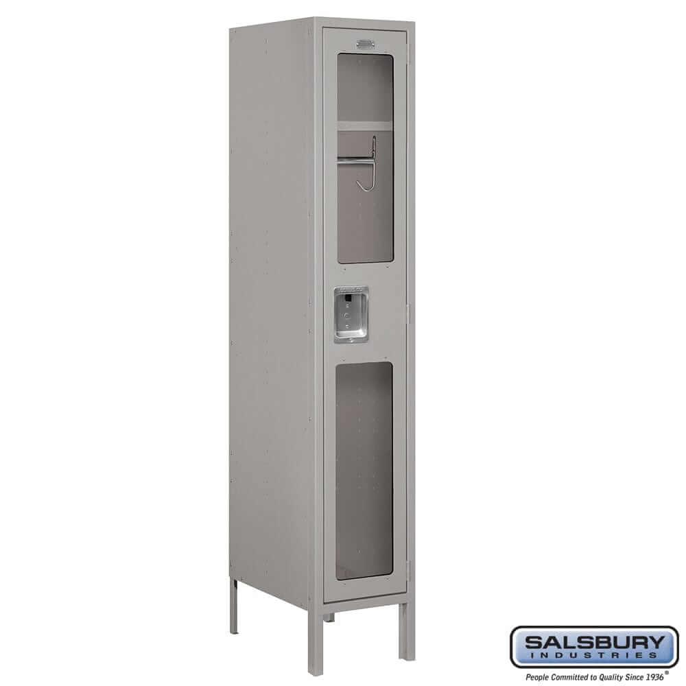 Metal Lockers: See-Through Steel Locker - 1 Tier, 1 Wide - Gray - Salsbury Industries
